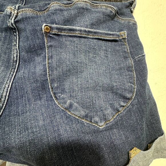 H&M & Denim Shorts Low Waist Dark Medium Blue Jeans Cuffed Cut Off Women sz 10 - Picture 9 of 11
